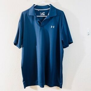 Under Armour Loose Heatgear Short Sleeve Golf Polo Shirt Men Size XL Blue